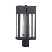 Berksford 2-Light Large Outdoor Post Light in Black with Brushed Nickel Candles