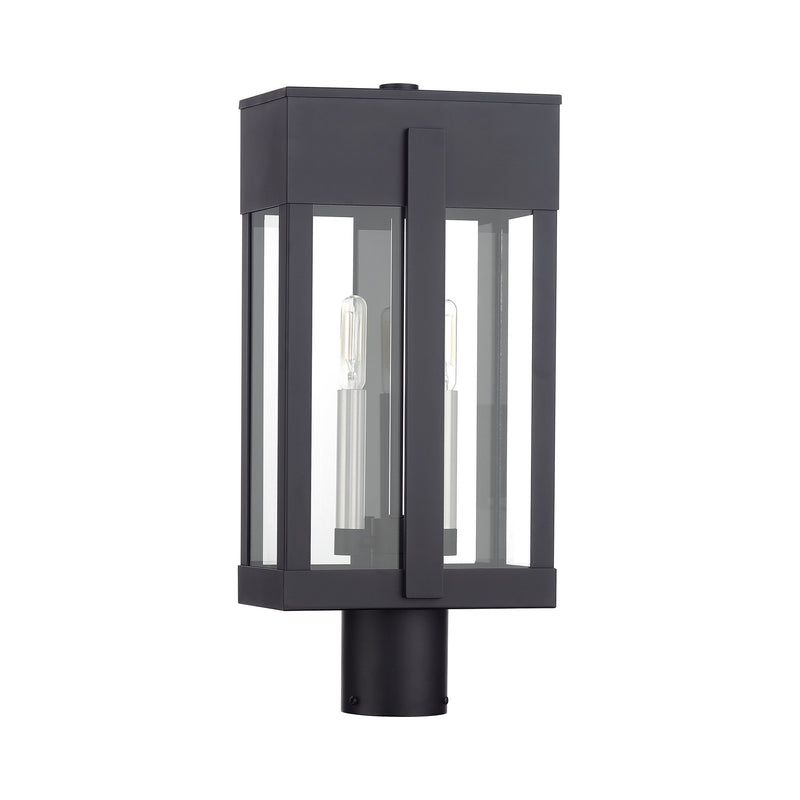 Berksford 2-Light Large Outdoor Post Light in Black with Brushed Nickel Candles