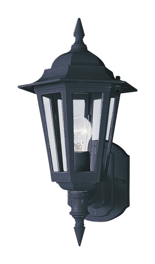 Builder Cast 1-Light Outdoor Wall Mount in Black with Clear Glass - Lamps Expo