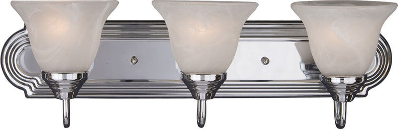 8013MRPC - Essentials 3-Light Bath Vanity in Polished Chrome with Marble Glass by Maxim Lighting
