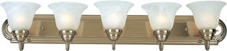Essentials 5-Light Bath Vanity in Satin Nickel with Marble Glass - Lamps Expo
