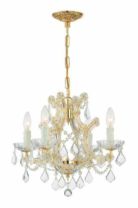 Maria Theresa 4-Light Mini Chandelier in Gold with Clear Hand Cut Crystal - Lamps Expo
