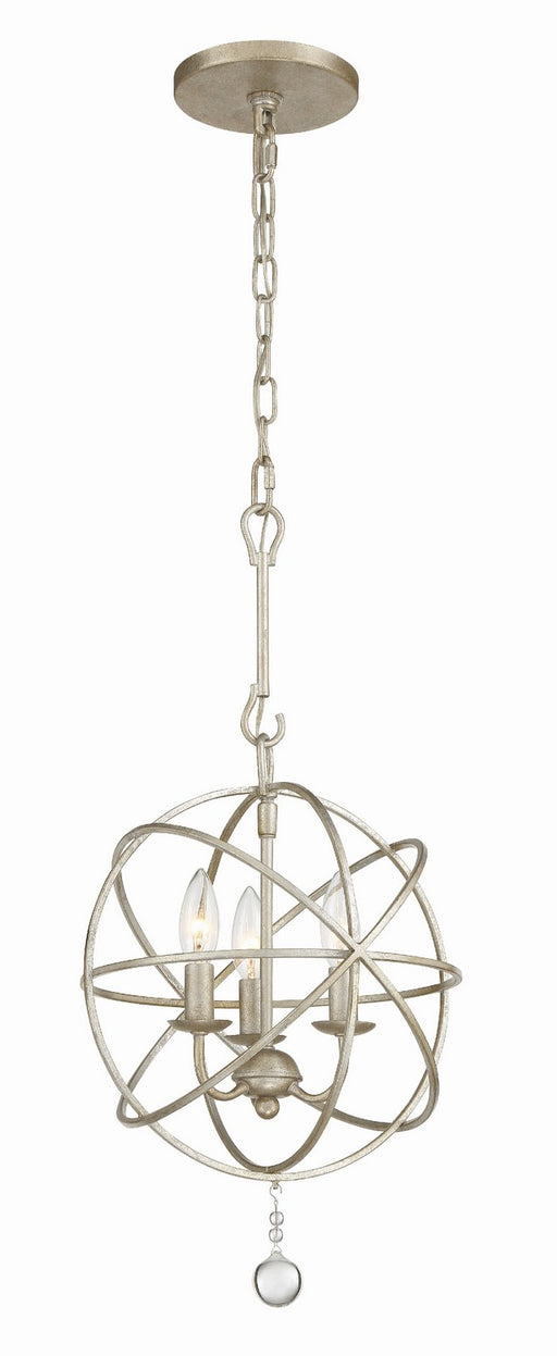 Solaris 3 Light Mini Chandelier in Olde Silver with Clear Glass Drops