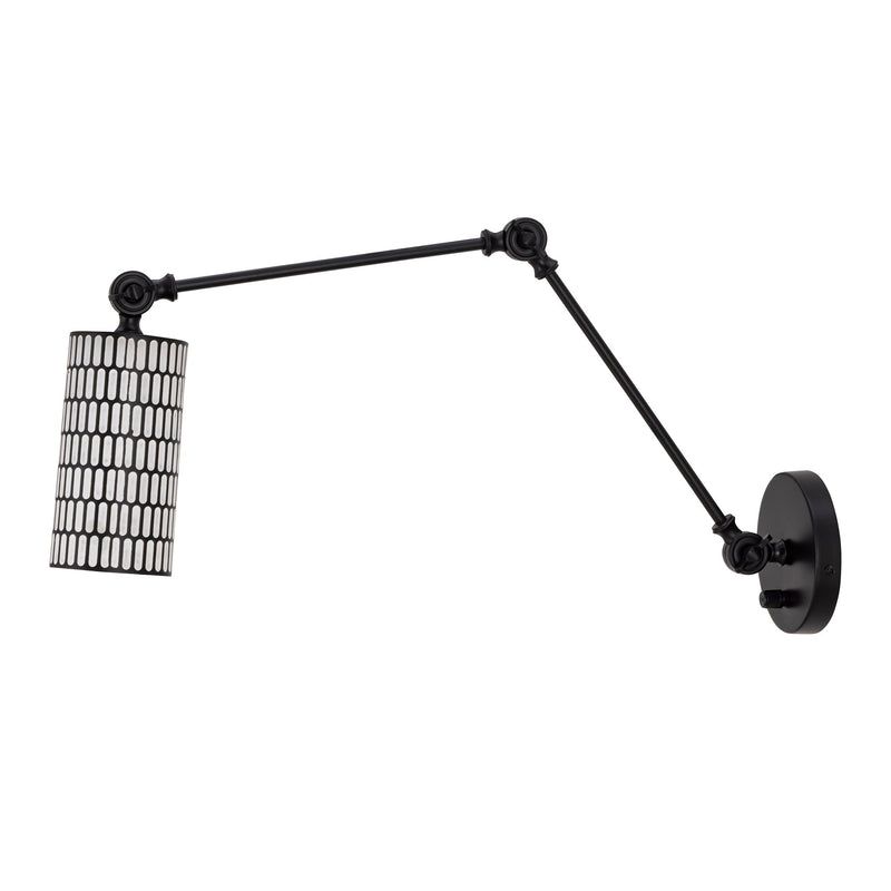 Shaka 1 Light Swing Arm Wall Sconce in Black / White