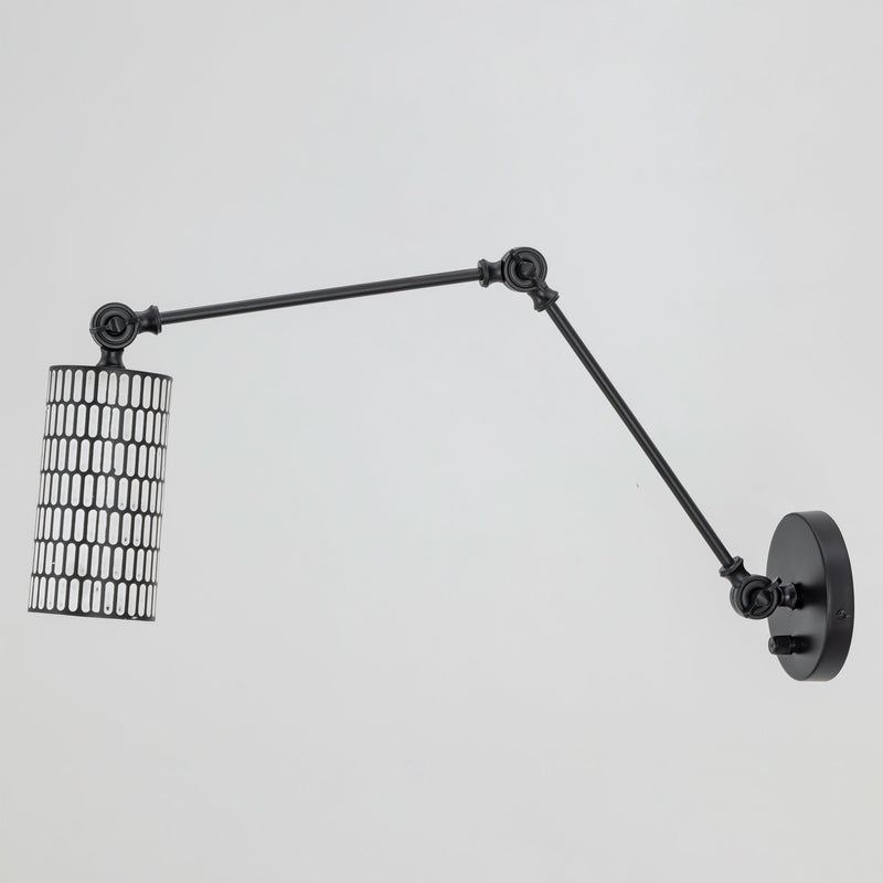 Shaka 1 Light Swing Arm Wall Sconce in Black / White