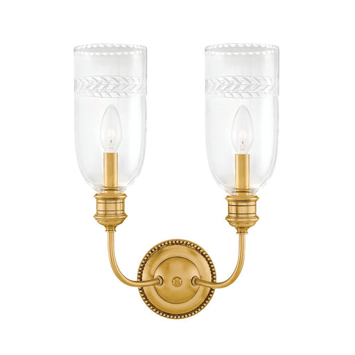 Lafayette 2-Light Wall Sconce in Aged Brass