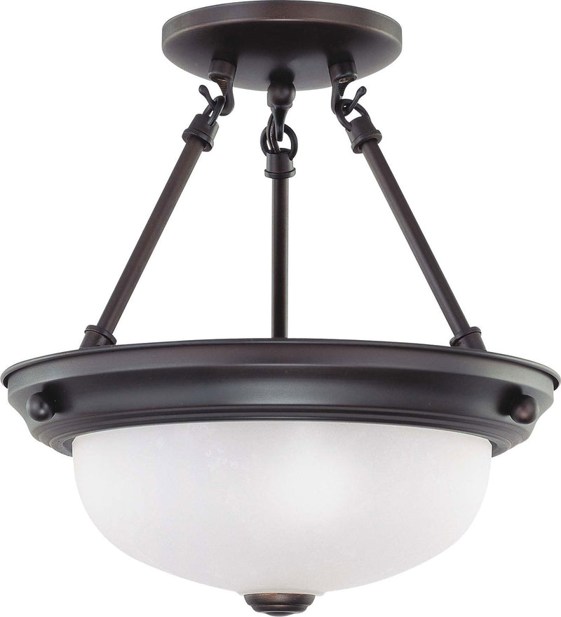 2 Light 11" Semi-Flush in Mahogany Bronze