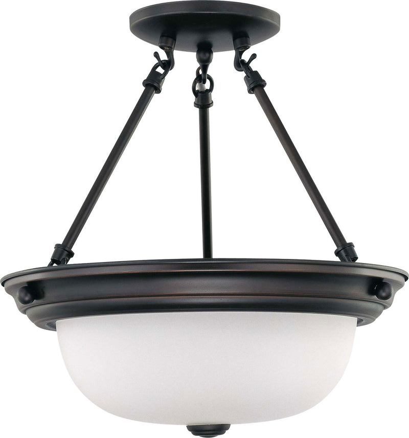 2 Light 13" Semi-Flush in Mahogany Bronze