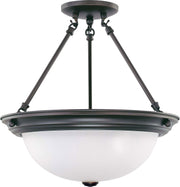 15.25" 3-Light Semi-Flush Mount in Mahogany Bronze