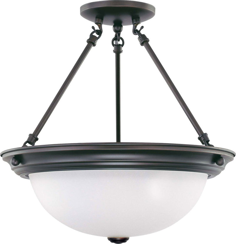 15.25" 3-Light Semi-Flush Mount in Mahogany Bronze