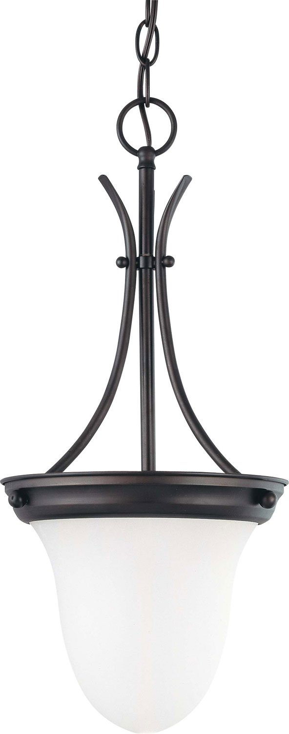 Frosted Glass Bell Pendant in Mahogany Bronze