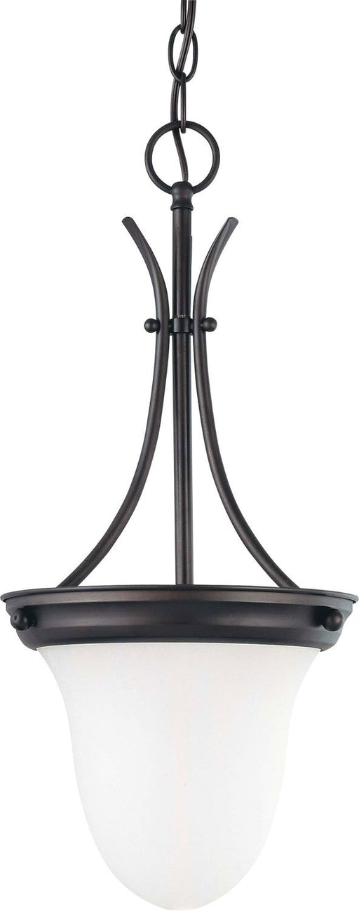 Frosted Glass Bell Pendant in Mahogany Bronze