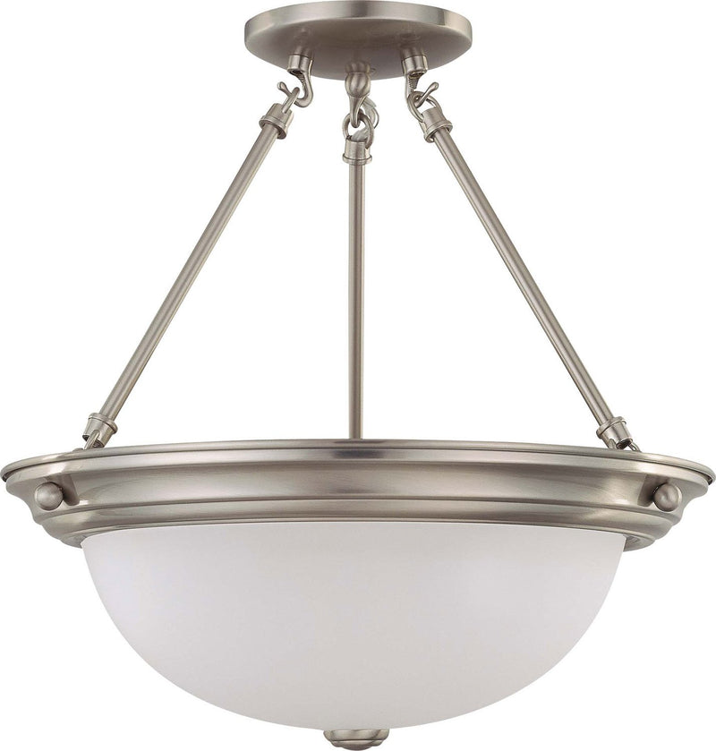 15.25" 3-Light Semi-Flush Mount in Brushed Nickel