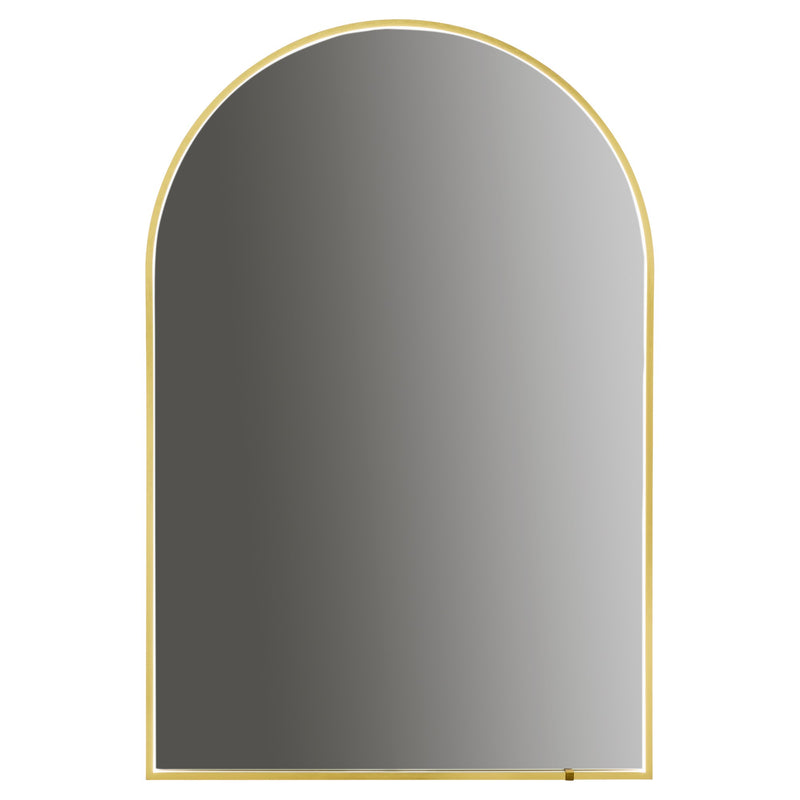 Avior 22"x36" Arched Lighted Mirror in Brushed Brass