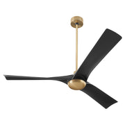 Ridley 58" 3-Blade Ceiling Fan in Aged Brass / Black