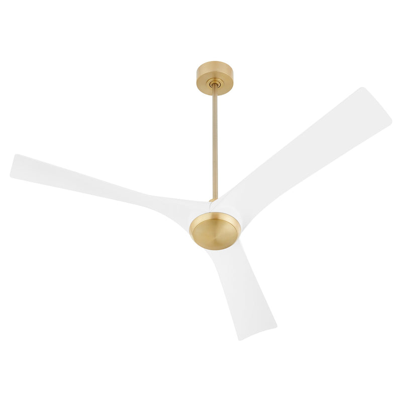 Ridley 58" 3-Blade Ceiling Fan in Aged Brass / White