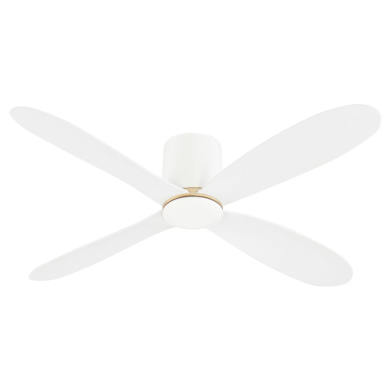 Myriad 56" 4-Blade Hugger Ceiling Fan in White / Aged Brass