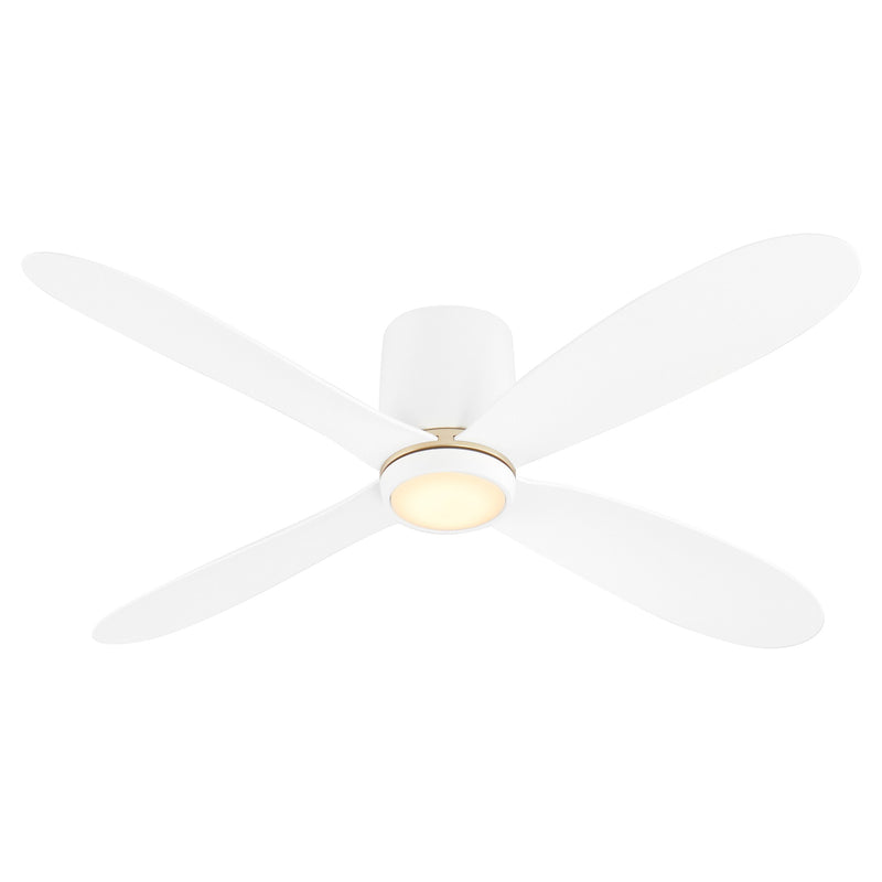 Myriad 56" 4-Blade Hugger Ceiling Fan in White / Aged Brass