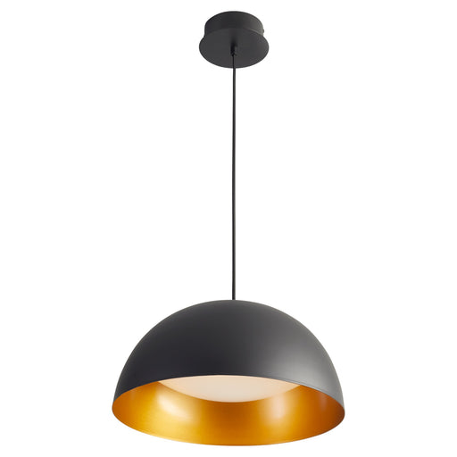 Lucci 16" LED Pendant in Black / Industrial Brass