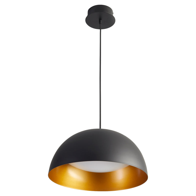 Lucci 16" LED Pendant in Black / Industrial Brass