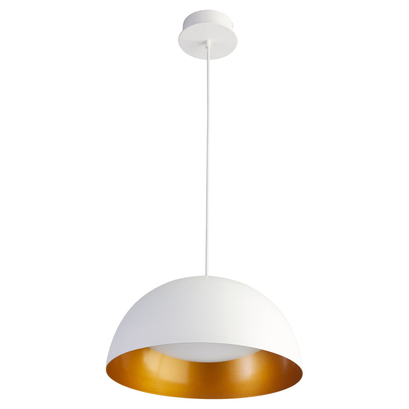 Lucci 16" LED Pendant in White / Industrial Brass