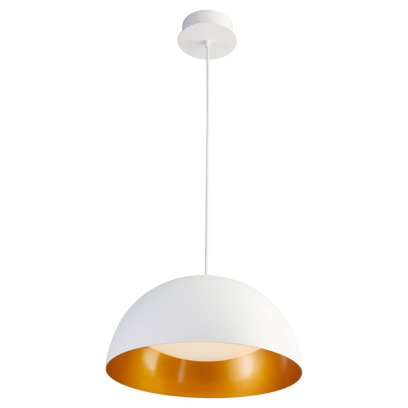 Lucci 16" LED Pendant in White / Industrial Brass