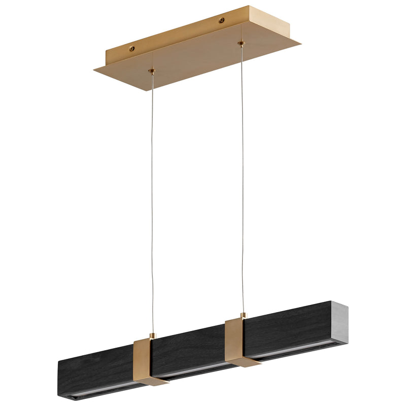 Decca 24" LED Linear Pendant in Black Oak / Aged Brass