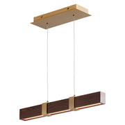 Decca 24" LED Linear Pendant in Walnut / Aged Brass