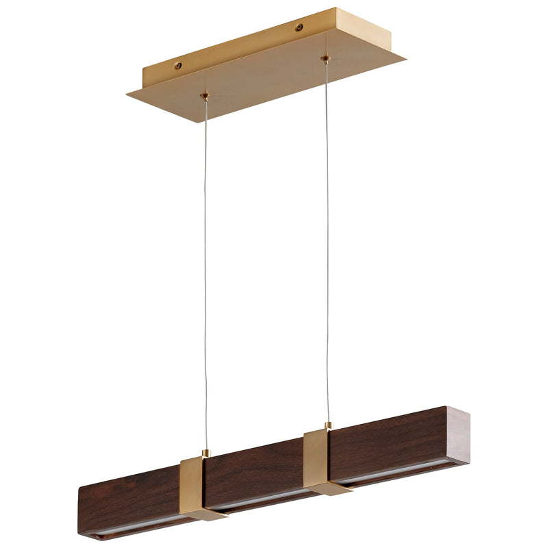 Decca 24" LED Linear Pendant in Walnut / Aged Brass
