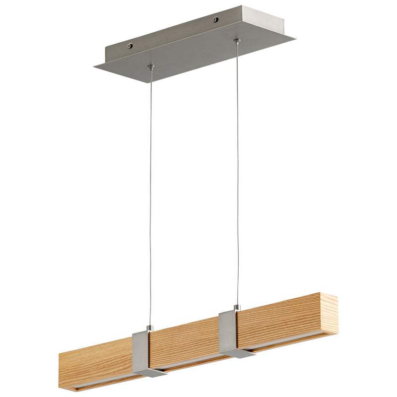 Decca 24" LED Linear Pendant in White Oak / Satin Nickel