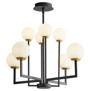 Bonzo 8 Light Chandelier in Black / Aged Brass