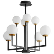 Bonzo 8 Light Chandelier in Black / Aged Brass