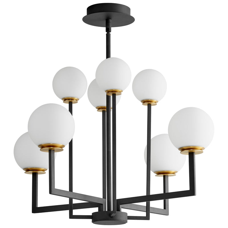 Bonzo 8 Light Chandelier in Black / Aged Brass