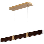 Decca 36" LED Linear Pendant in Walnut / Aged Brass