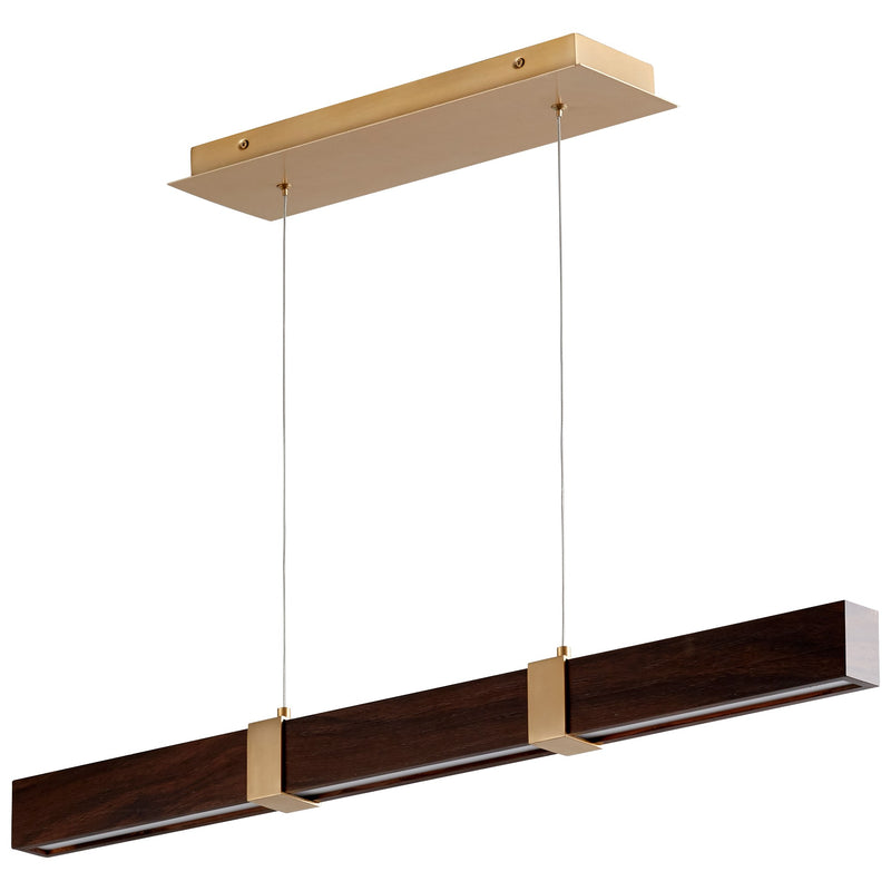 Decca 36" LED Linear Pendant in Walnut / Aged Brass