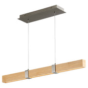 Decca 36" LED Linear Pendant in White Oak / Satin Nickel