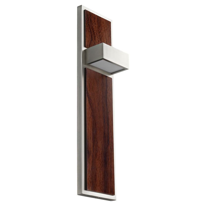 Guapo LED Wall Sconce in Satin Nickel / Walnut