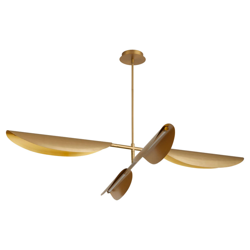Pivot LED 4 Light Chandelier in Aged Brass