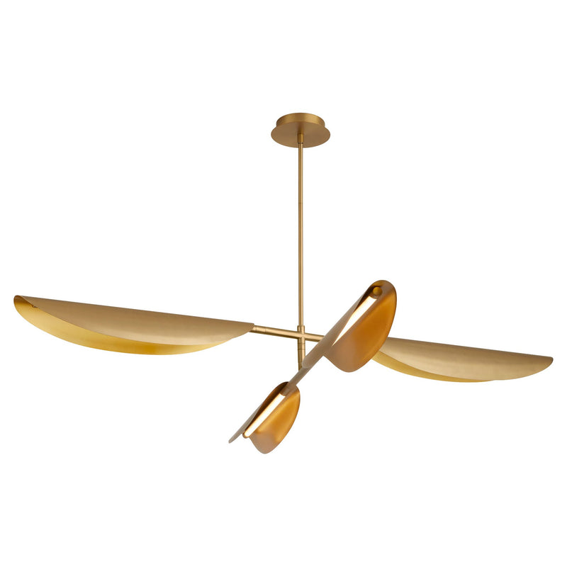 Pivot LED 4 Light Chandelier in Aged Brass