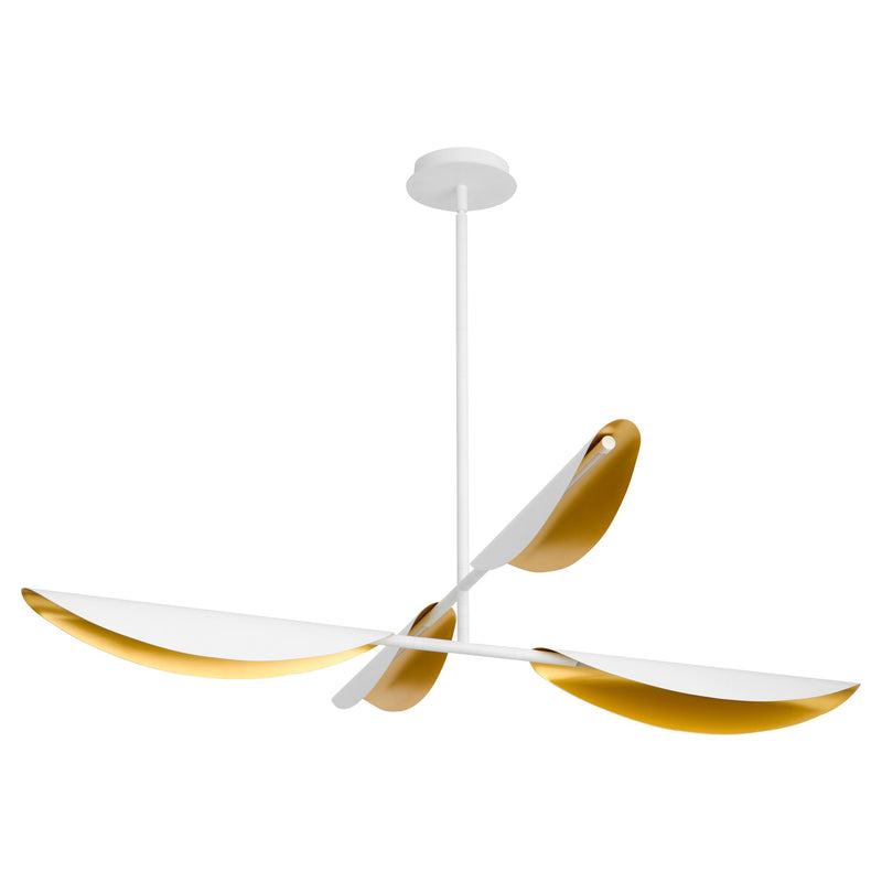 Pivot LED 4 Light Chandelier in White / Aged Brass