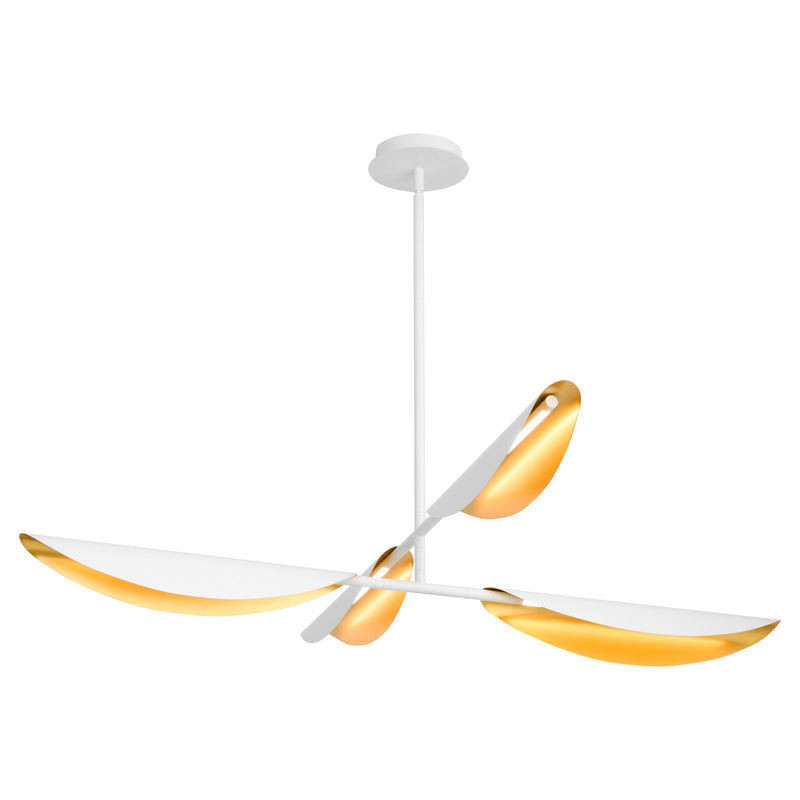 Pivot LED 4 Light Chandelier in White / Aged Brass