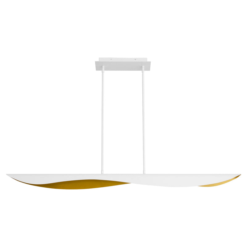 Pivot 55" LED Linear Pendant in White / Aged Brass