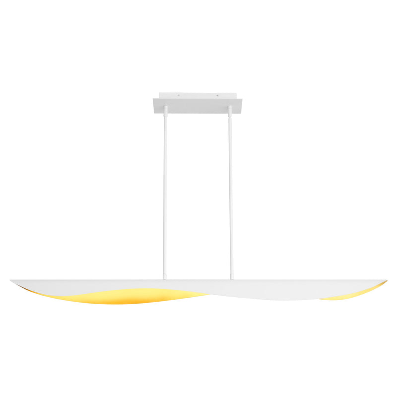 Pivot 55" LED Linear Pendant in White / Aged Brass