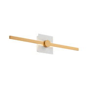 Zora 24" LED Vanity Sconce in White / Industrial Brass