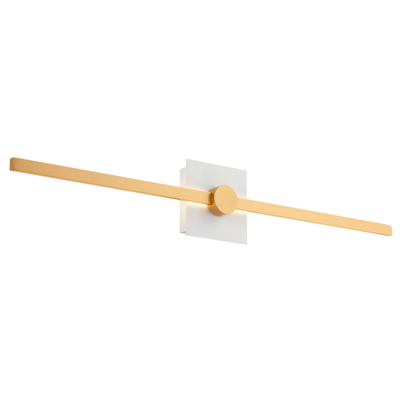 Zora 32" LED Vanity Sconce in White / Industrial Brass