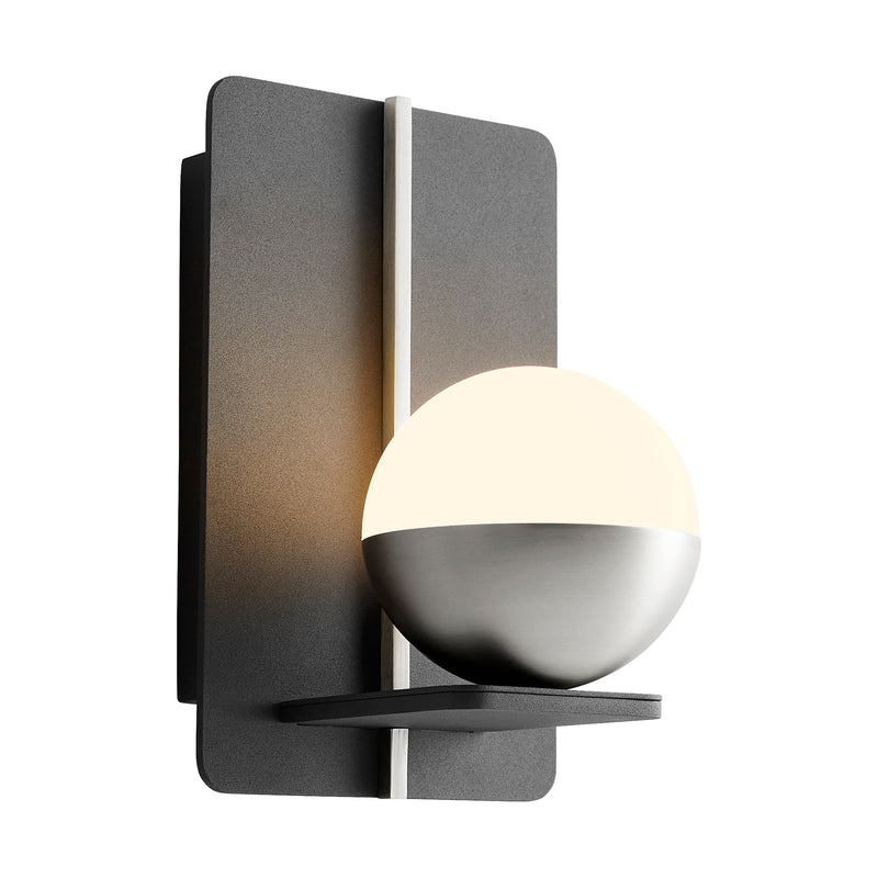 Iota LED Wall Sconce in Black / Satin Nickel