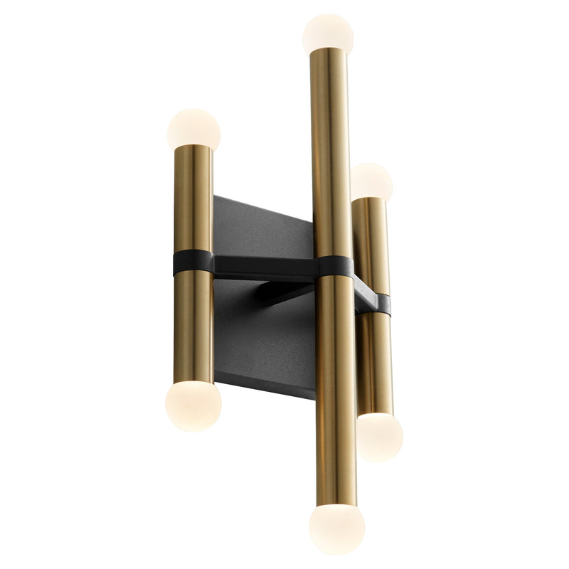 Nero 6 Light LED Wall Sconce in Black / Aged Brass