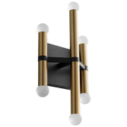 Nero 6 Light LED Wall Sconce in Black / Aged Brass
