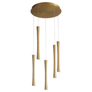 Sabre 5 Light LED Pendant in Aged Brass