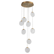 Axiom 8 Light LED Pendant in Aged Brass